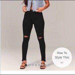 Abercrombie & Fitch Distressed Black Skinny Ankle Jeans / Pant